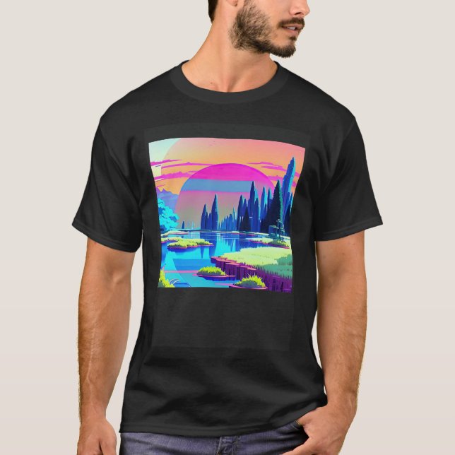 Synthwave outrun retrowave futuresynth sci-fi  87 t shirt (Framsida)
