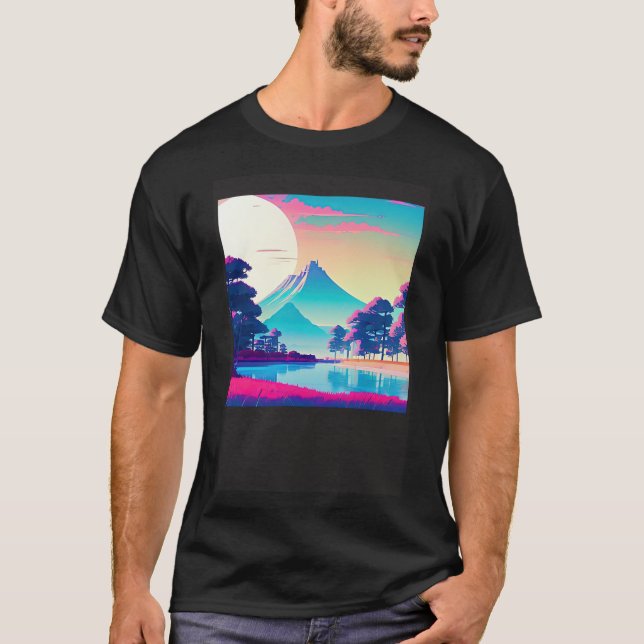 Synthwave outrun retrowave futuresynth sci fi 8 t shirt (Framsida)