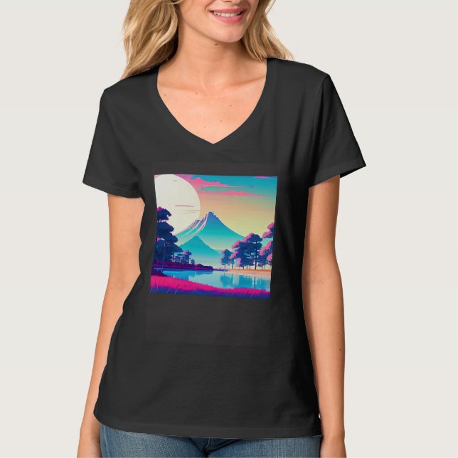 Synthwave outrun retrowave futuresynth sci-fi 8 t shirt (Framsida)