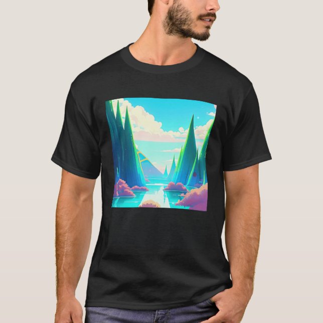 Synthwave outrun retrowave futuresynth sci fi t shirt (Framsida)