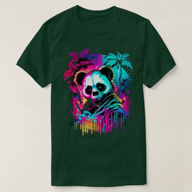 Synthwave Panda Sällsynt Panda Graphic Cyberpunk A T Shirt (Design framsida)