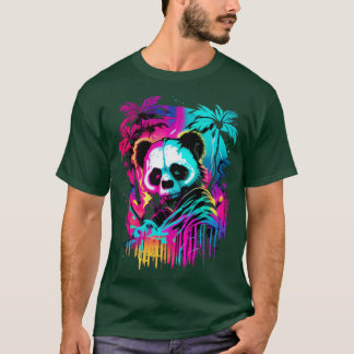 Synthwave Panda Sällsynt Panda Graphic Cyberpunk A T Shirt