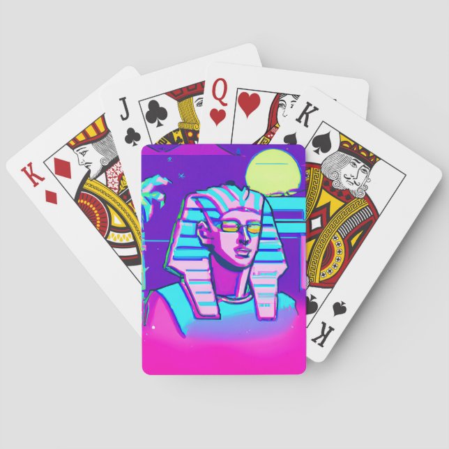 Synthwave Pharaoh Casinokort (Baksidan)