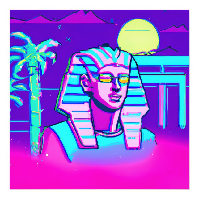 Synthwave Pharaoh Fototryck (Framsidan)