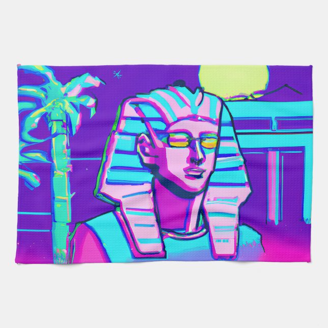 Synthwave Pharaoh Kökshandduk (Horisontell)