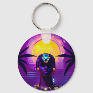 Synthwave Pharaoh Nyckelring