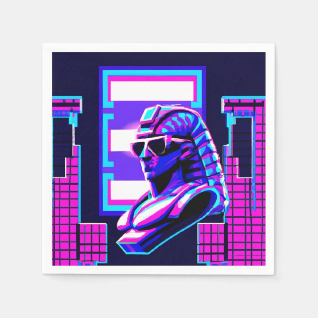 Synthwave Pharaoh Pappersservett (Framsidan)