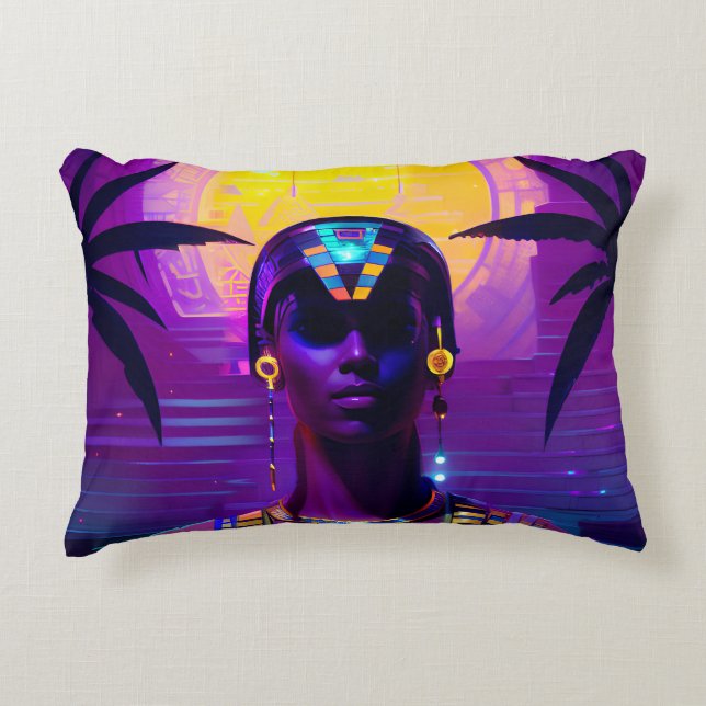 Synthwave Pharaoh Prydnadskudde (Framsidan)