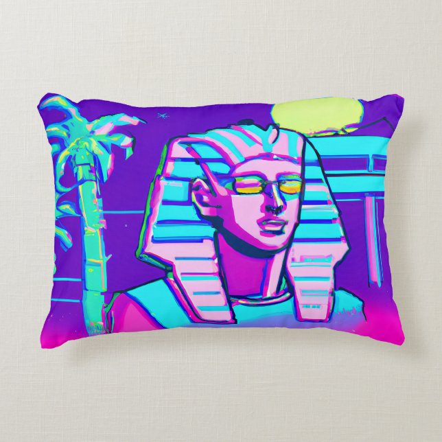 Synthwave Pharaoh Prydnadskudde (Framsidan)