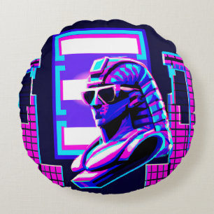 Synthwave Pharaoh Rund Kudde