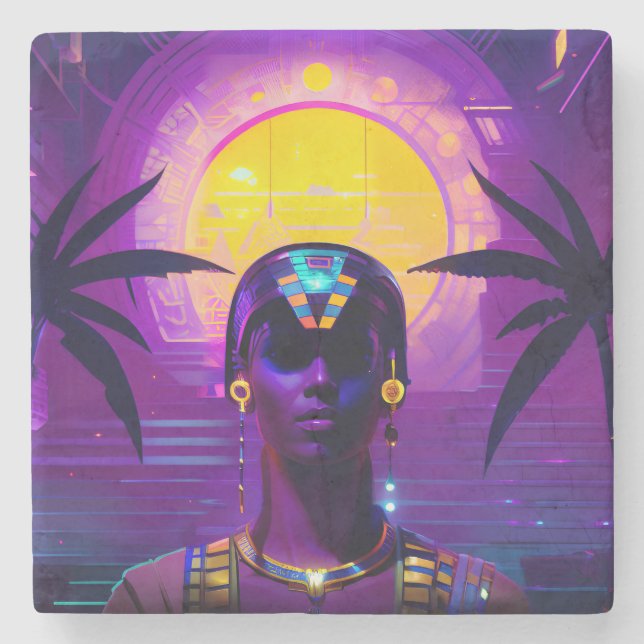 Synthwave Pharaoh Stenunderlägg (Framsidan)