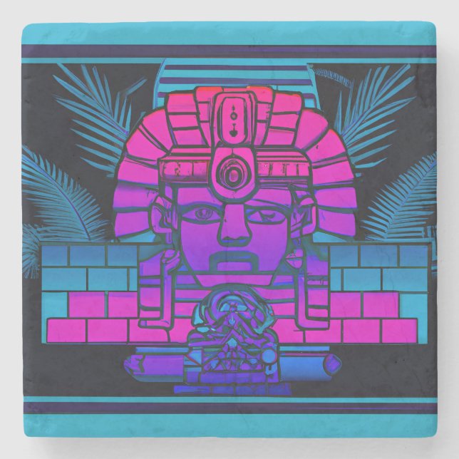 Synthwave Pharaoh Stenunderlägg (Framsidan)