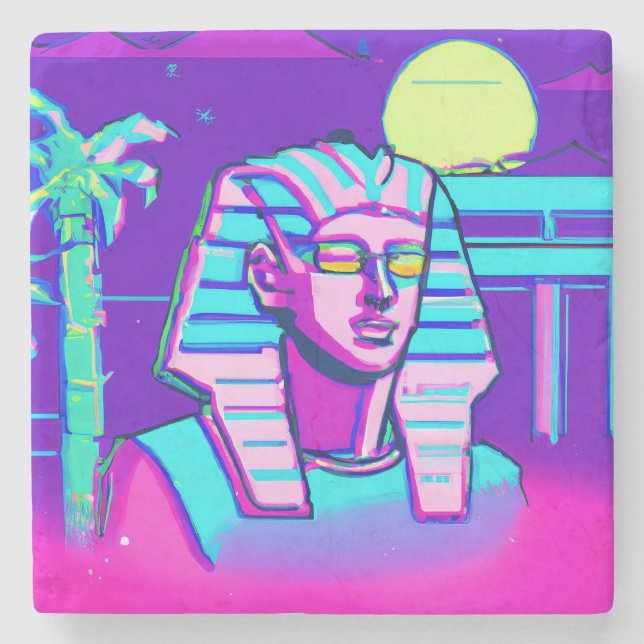 Synthwave Pharaoh Stenunderlägg (Framsidan)