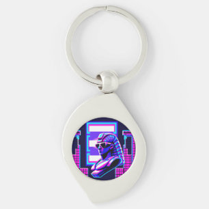 Synthwave Pharaoh Swirl Silverfärgad Nyckelring