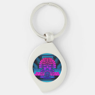 Synthwave Pharaoh Swirl Silverfärgad Nyckelring