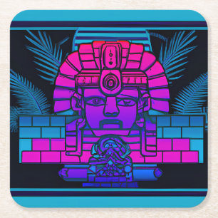 Synthwave Pharaoh Underlägg Papper Kvadrat