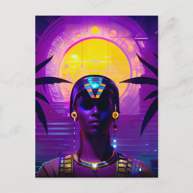 Synthwave Pharaoh Vykort (Framsida)