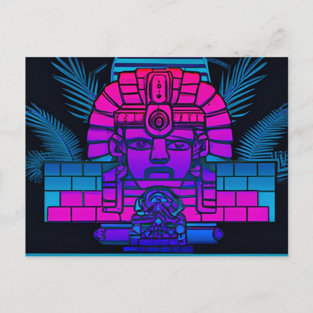 Synthwave Pharaoh Vykort (Framsida)