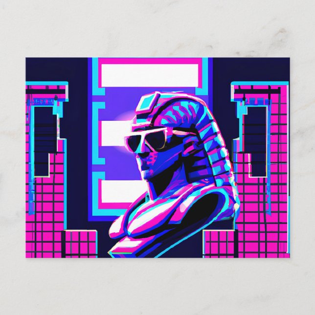 Synthwave Pharaoh Vykort (Framsida)