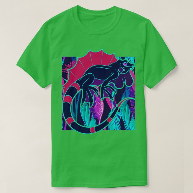 Synthwave Reptile Älskare Pet Lizard Owner Iguana T Shirt (Design framsida)