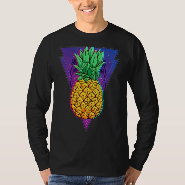 Synthwave Retro 80s Pineapple Tropical Summer Vapo T Shirt (Framsida)