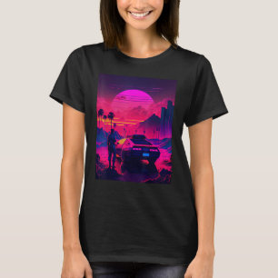 Synthwave Retrowave-design för åttiotalets musik T Shirt