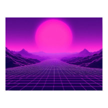 Synthwave Retrowave Landskap Cyberpunk Känsla 80-t