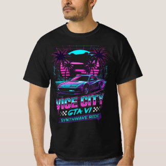 Synthwave Ride 80-tals Retro Neon Bil Grafisk T-Sh T Shirt