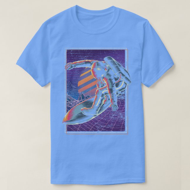 Synthwave Rymden Vaporwave 80 s Art Surfer Ast T Shirt (Design framsida)