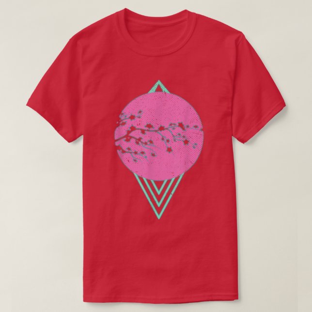Synthwave Sakura Flower Japan 80 s Vaporwave Cherr T Shirt (Design framsida)