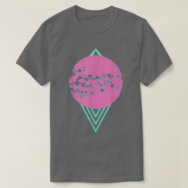Synthwave Sakura Flower Japan 80 s Vaporwave Cherr T Shirt (Design framsida)