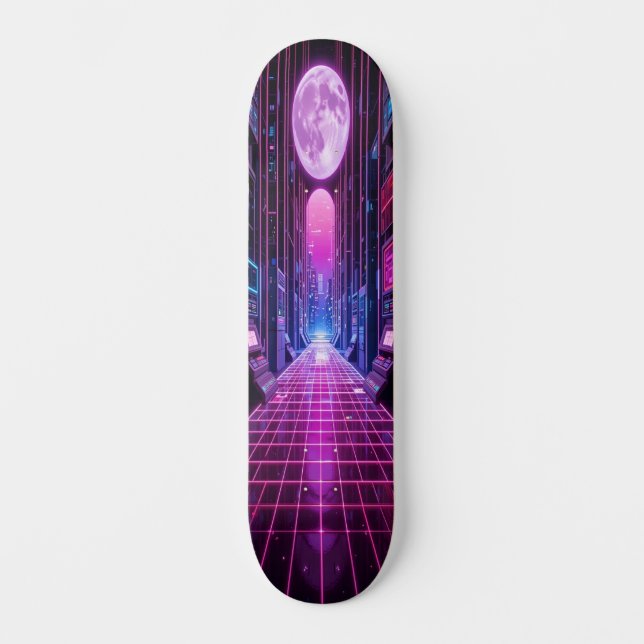 Synthwave Shred Edition 4 Mini Skateboard Bräda 18,5 Cm (Framsida)