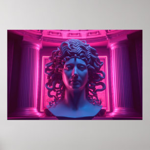 Synthwave Sirens: Vaporwave-möten med Medusa Poster