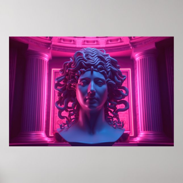 Synthwave Sirens: Vaporwave-möten med Medusa Poster (Framsidan)