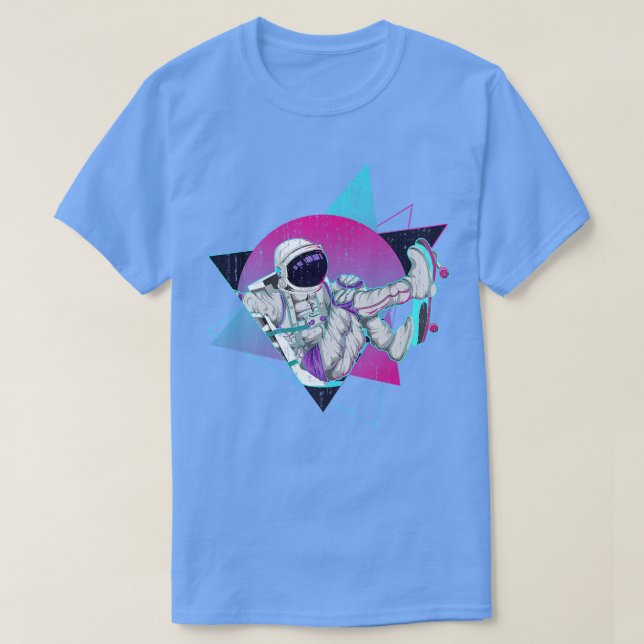 Synthwave-skateboarding för Space Vaporwave Retro  T Shirt (Design framsida)