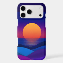 Synthwave Solnedgång Abstrakta Vågor iPhone Fodral