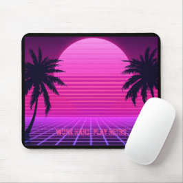 Synthwave Solnedgång Retro 80-talsestetik Stor Musmatta