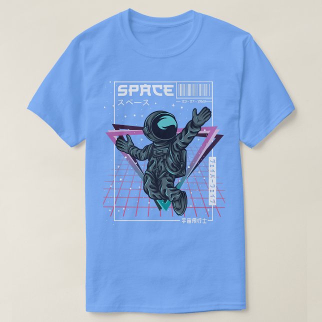 Synthwave Space Astronaut Aesthetic Cyberpunk Vapo T Shirt (Design framsida)