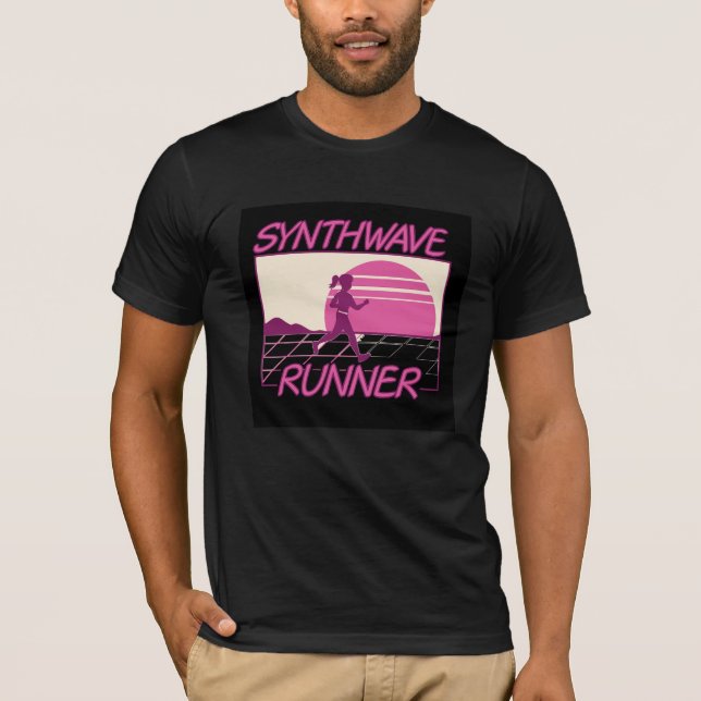 Synthwave-Springer - Retro Future Neon T-Shirt (Framsida)