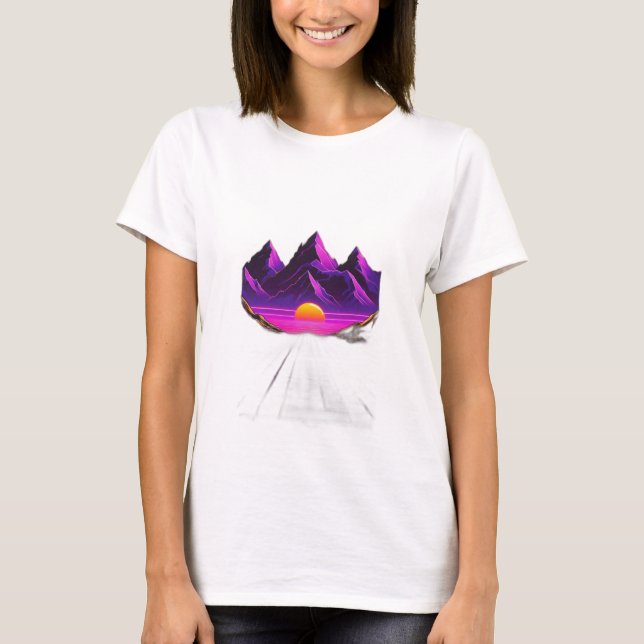 Synthwave-stil sunset t shirt (Framsida)