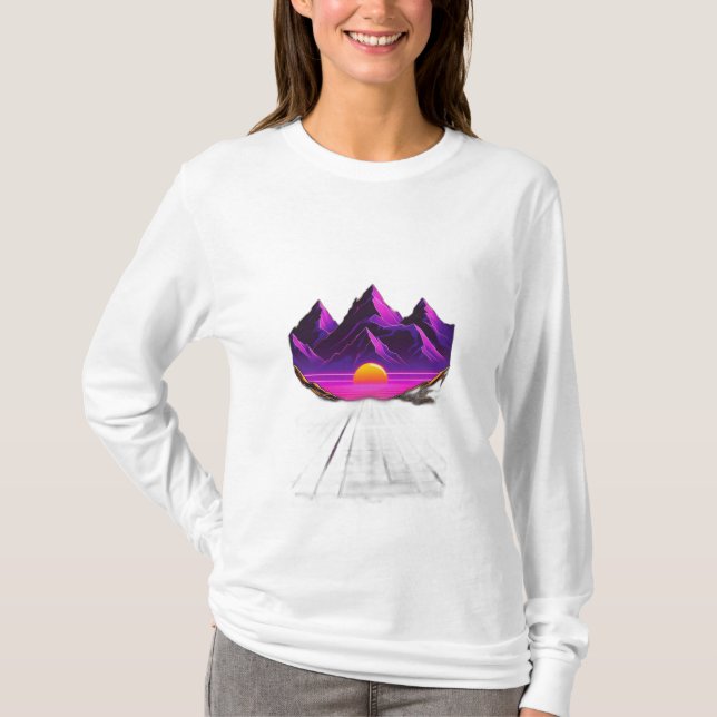 Synthwave-stil sunset t shirt (Framsida)