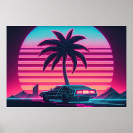 Synthwave Sunset Drive: Tävla FRAM TILL I morgon Poster