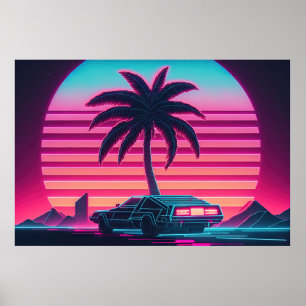 Synthwave Sunset Drive: Tävla FRAM TILL I morgon Poster