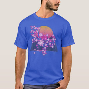 Synthwave Sunset Sakura Flower 90 s Vaporwave Cher T Shirt