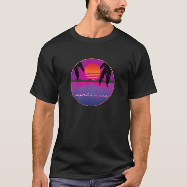 Synthwave Sunset T Shirt (Framsida)