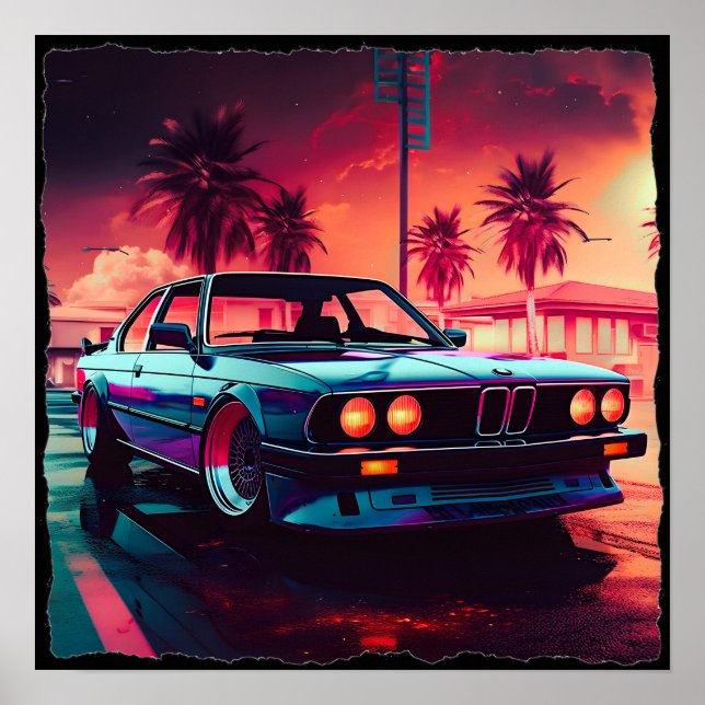 Synthwave Trends - BMW Classics AI-Generated Art - Poster (Framsidan)