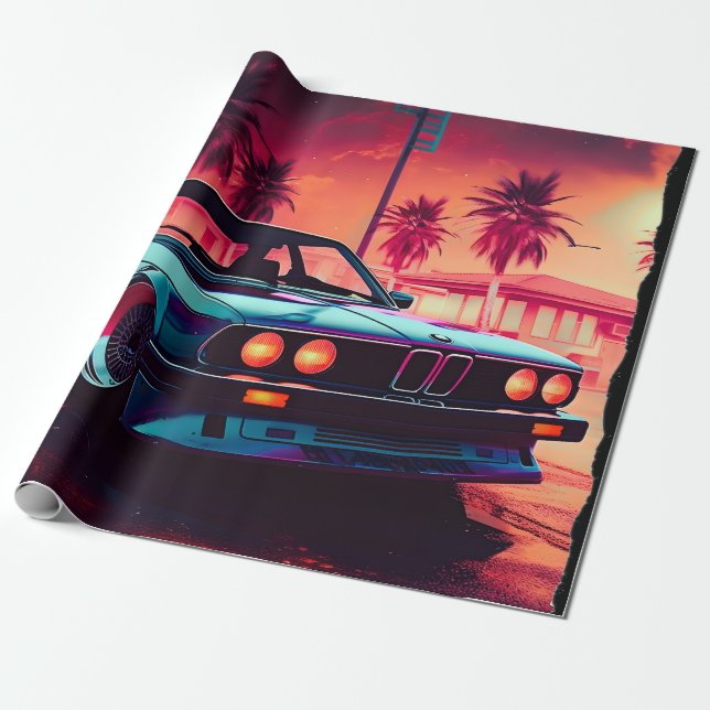 Synthwave Trends - BMW Classics AI-Generated Art - Presentpapper (Utrullad)