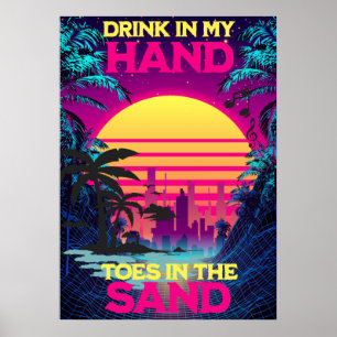 Synthwave/Vaporwave Retro 80s - Tropical är Adorab Poster