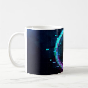 Synthwave Vaporwave Retrowave Glitch Circle med b Kaffemugg