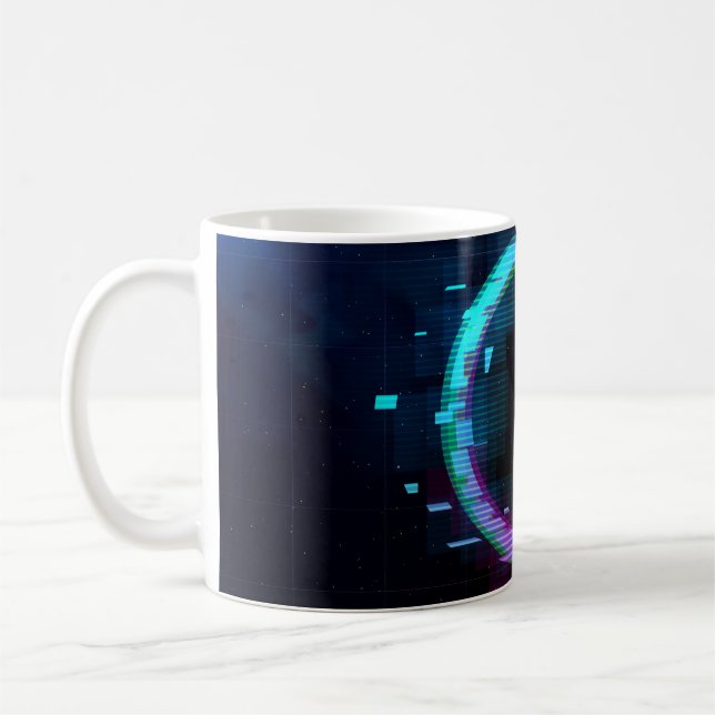 Synthwave Vaporwave Retrowave Glitch Circle med b Kaffemugg (Vänster)